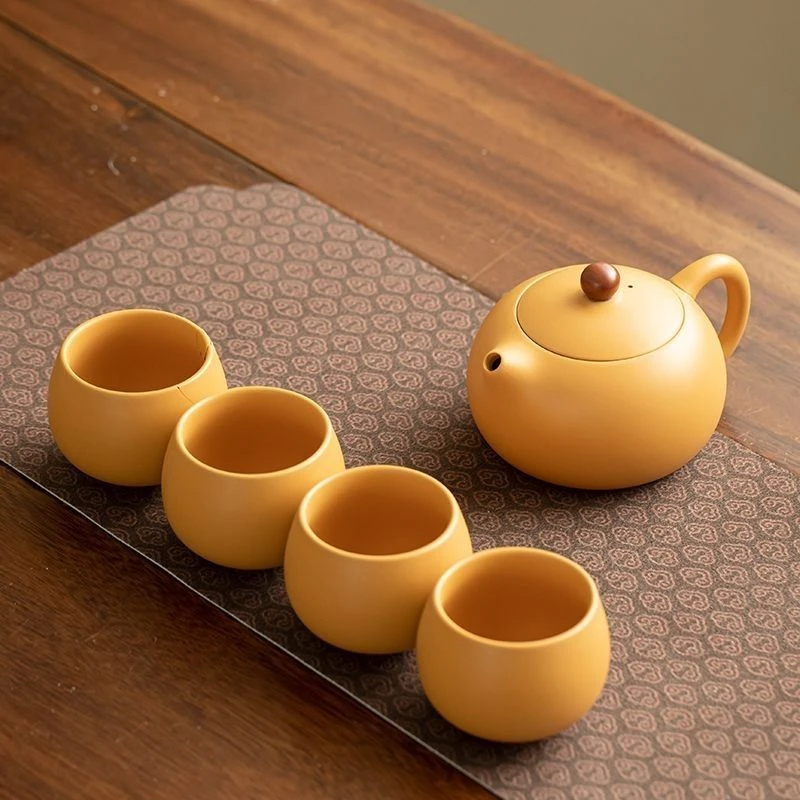 黄段泥紫砂壶一壶四杯凤鸣西施泡茶大容量茶壶功夫茶具家用