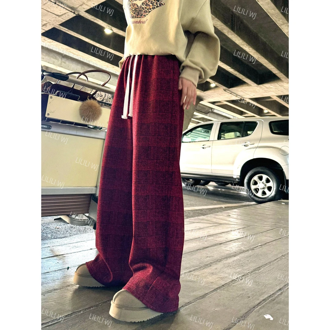 婉君【绯红特调】秋款抽绳高腰阔腿休闲裤LWJ24C3K1810