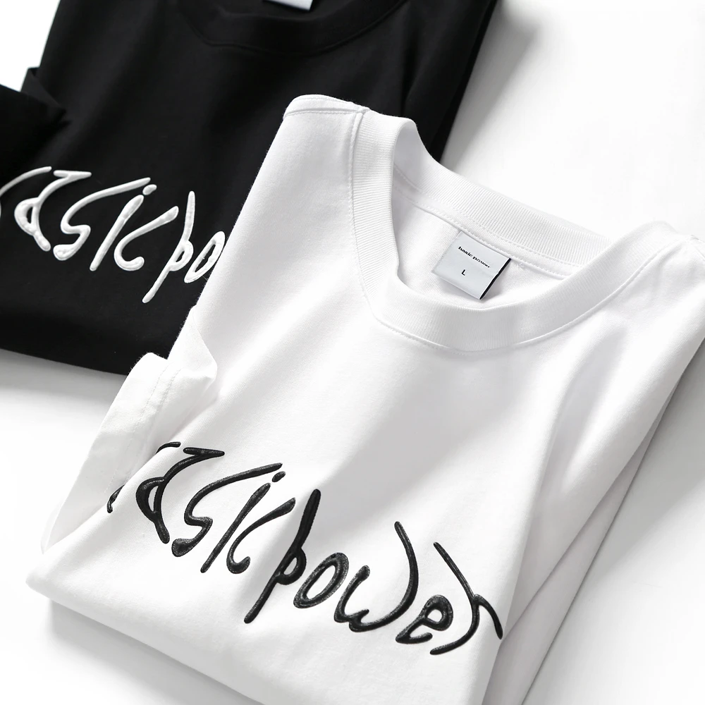 高品质纯棉短袖T恤 2025夏季新款男士印花精梳短袖T恤白色宽松潮