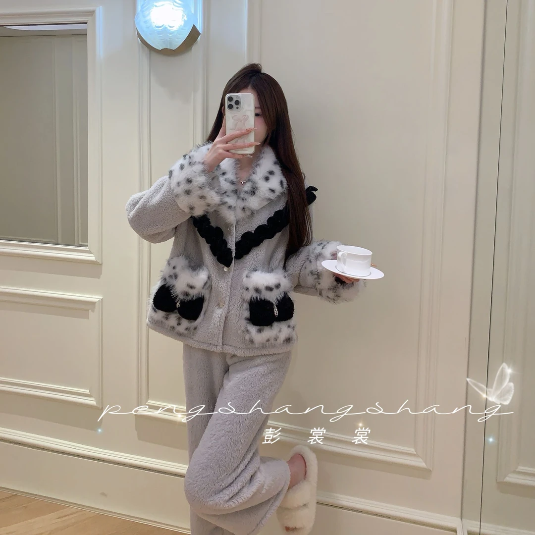 彭裳裳【高阶贵妇】甜美保暖亲肤家居服秋冬气质睡衣网红冬保暖