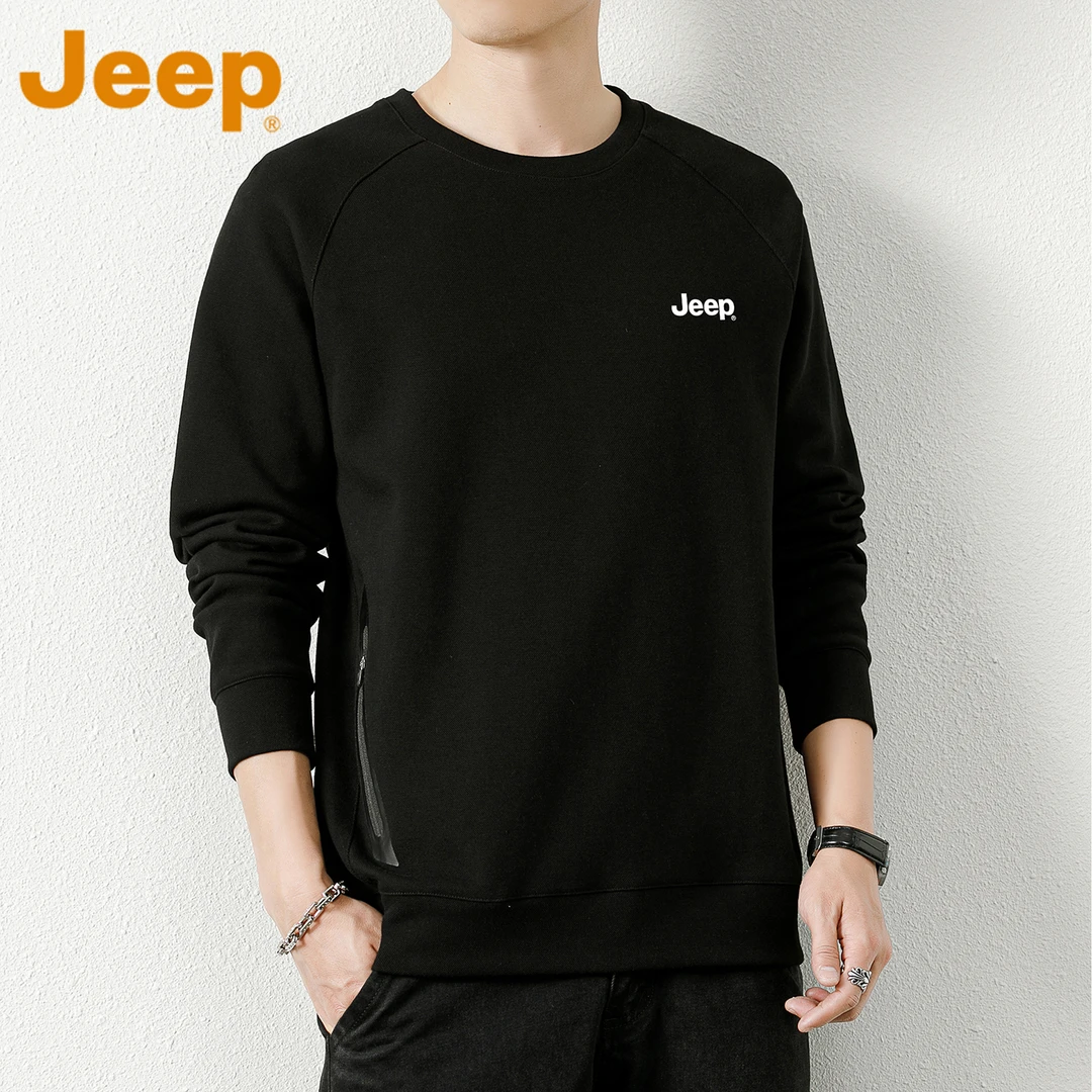 JEEP吉普休闲圆领卫衣男士秋季新款潮流宽松百搭打底衫长袖t恤男