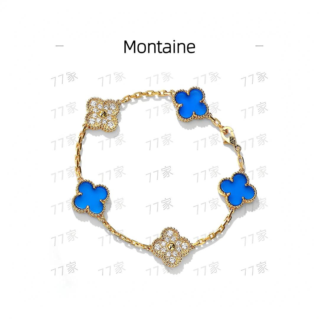 合金手链 四叶草五花手链（V金定制版）