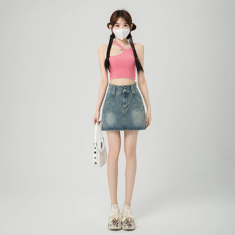 高腰时尚春夏修身显瘦半身裙女2025春夏新款防走光裙子牛仔包臀裙