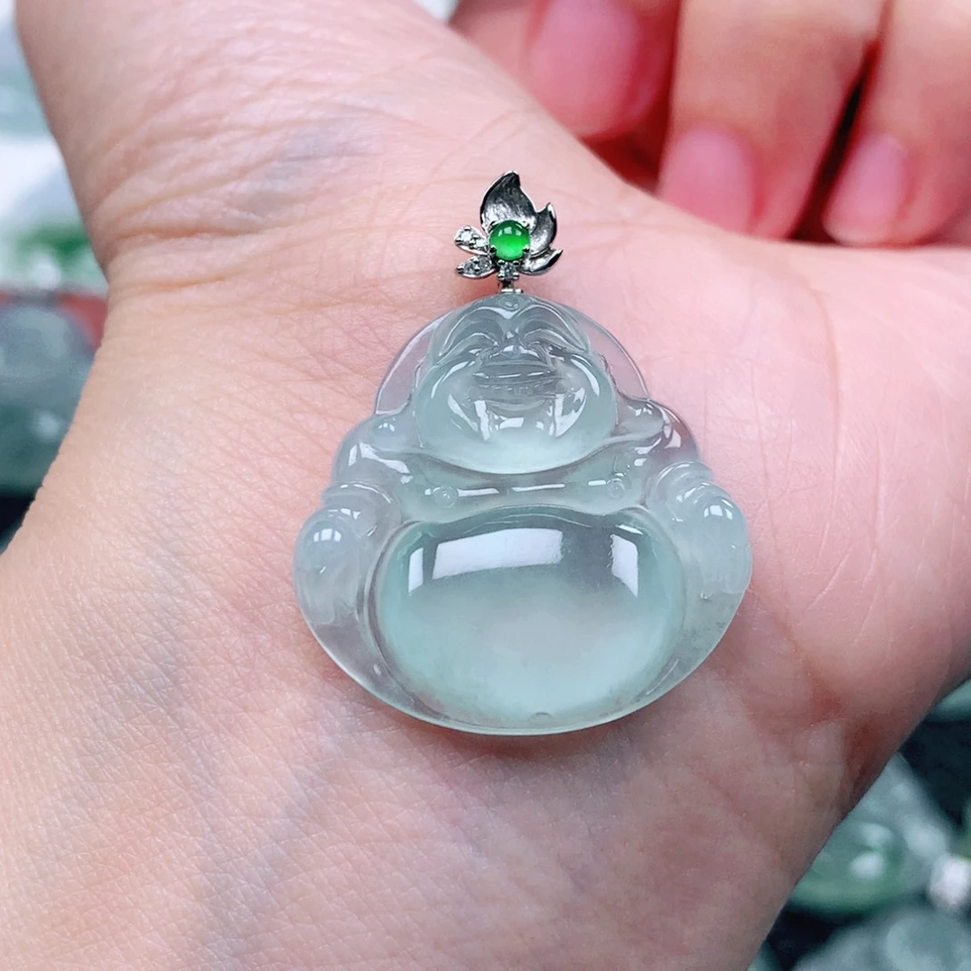 吊坠(不含链)18K金镶嵌翡翠