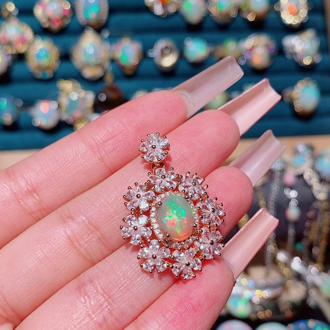 欧泊银S925镶嵌吊坠