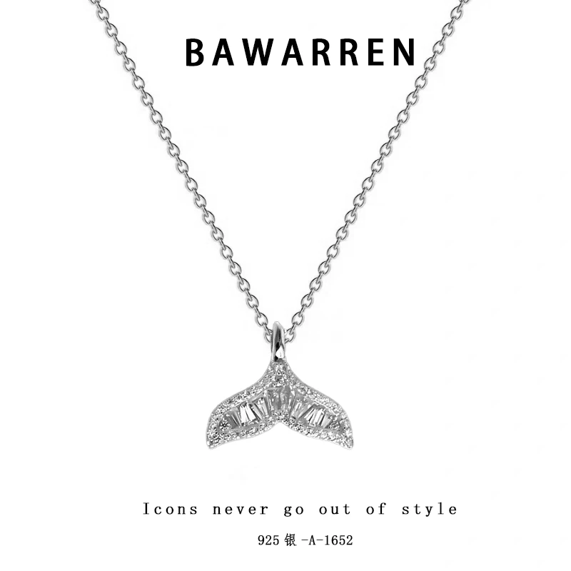 坠链均925银 Bawarren A-1652-【鱼尾】项链百搭时尚