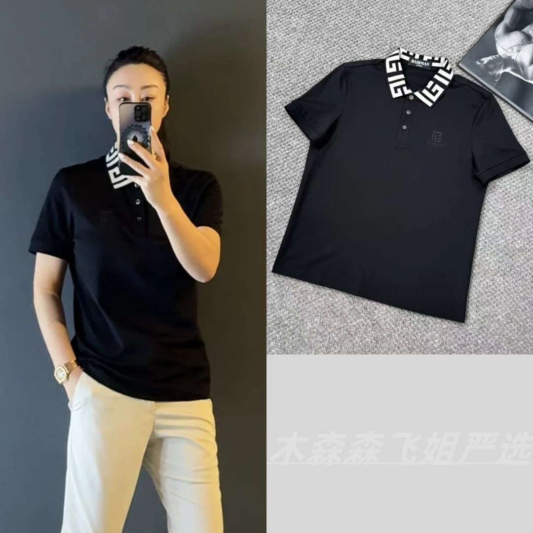 男士桑蚕丝高端宠粉POLO衫63512夏季轻奢男装时尚撞色领POLO衫