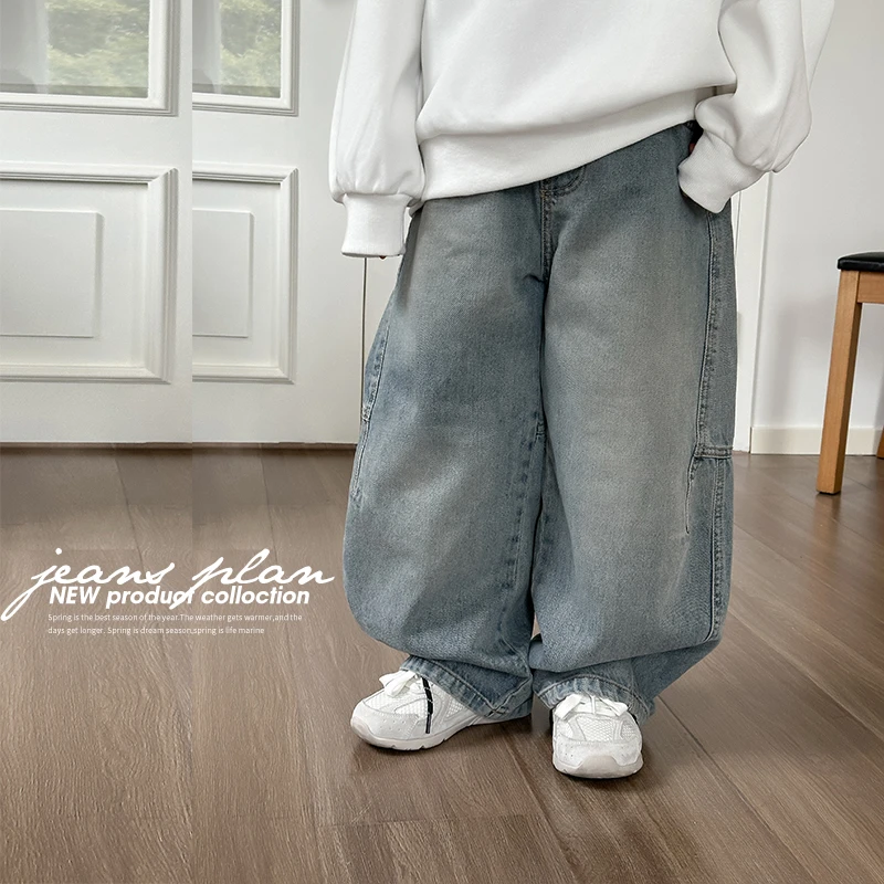 【现货】男童牛仔裤春秋款2025新款中大童秋季儿童秋款直筒长裤子