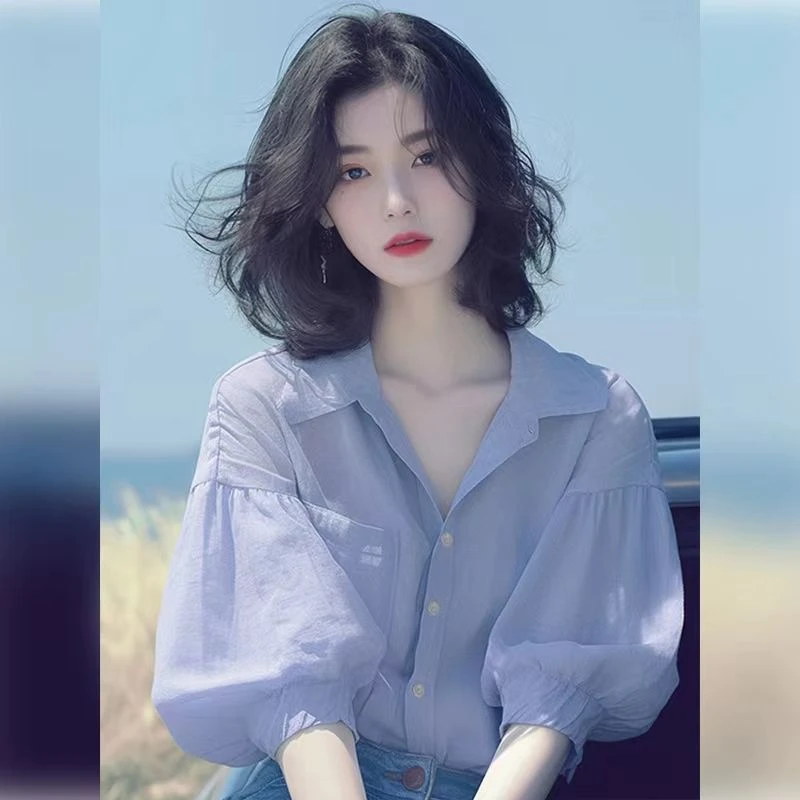 衬衫短袖上衣2025夏季新款女士宽松显瘦衬衣法式气质独特别致小衫