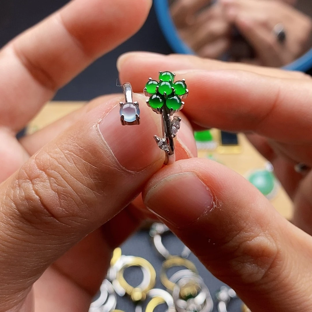 银S925镶嵌戒指翡翠戒指