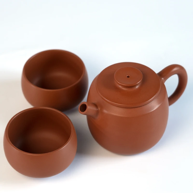 云水山涧建水紫陶云玉壶精品大容量一壶两杯套装