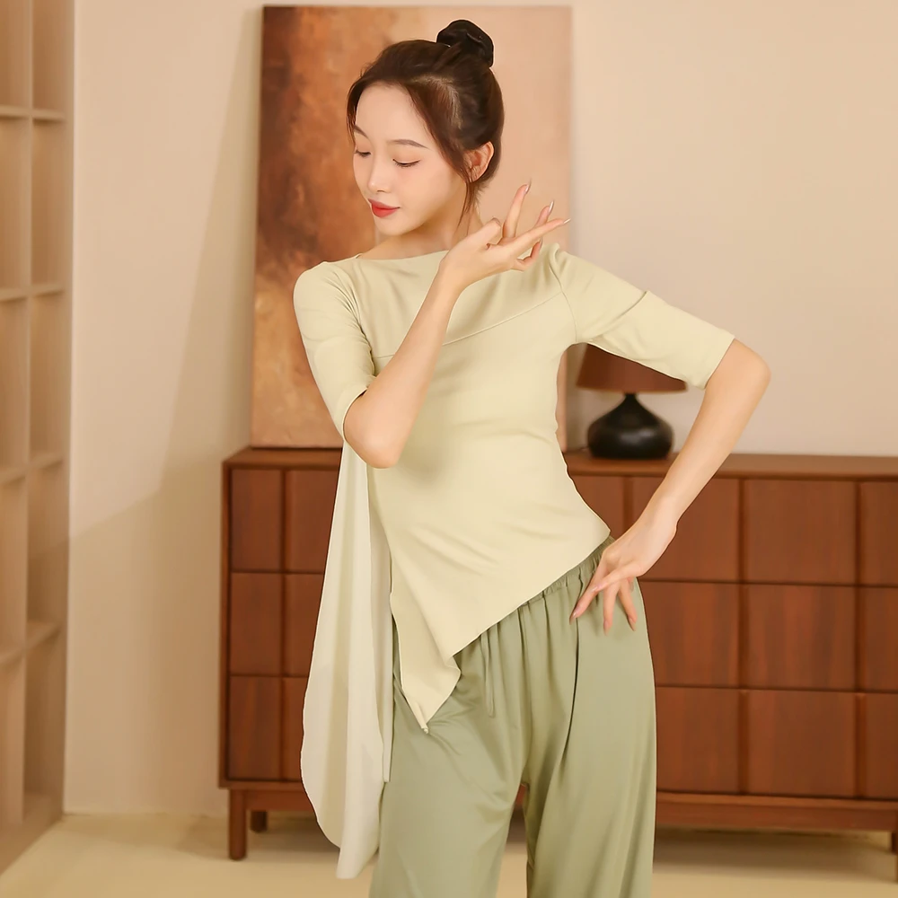 24008现代练功女新款舞蹈服上衣中国舞古典舞成人飘纱身韵形体服