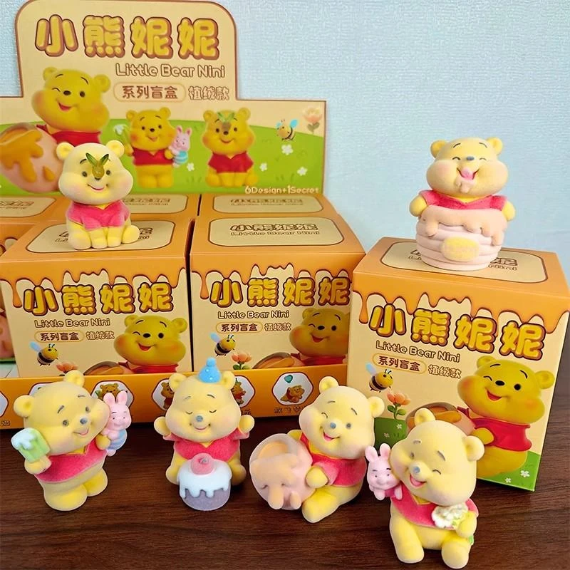 新品小熊妮妮植绒盲盒卡通树脂工艺摆件可爱手办公仔礼品生日礼物