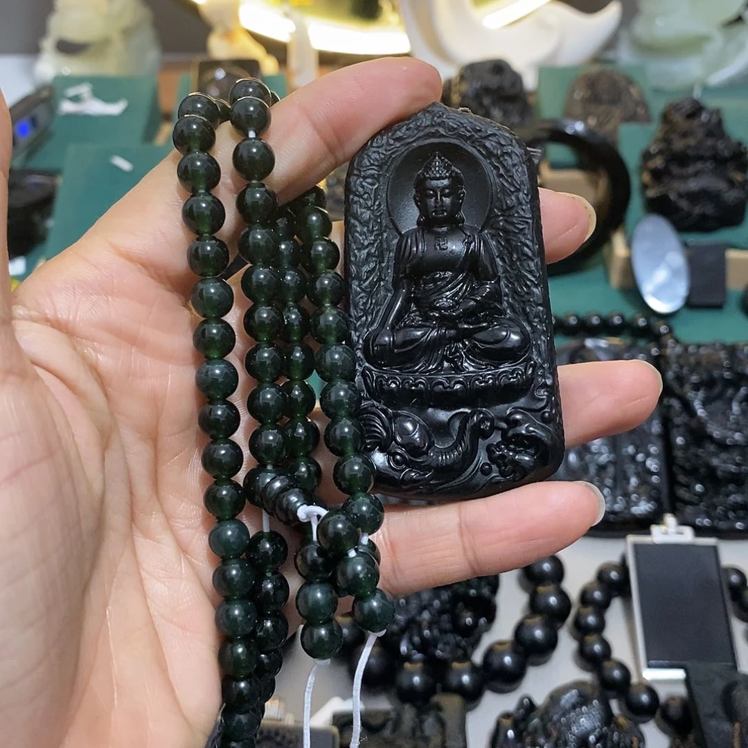 蛇纹石玉颈饰未镶嵌热****鹊