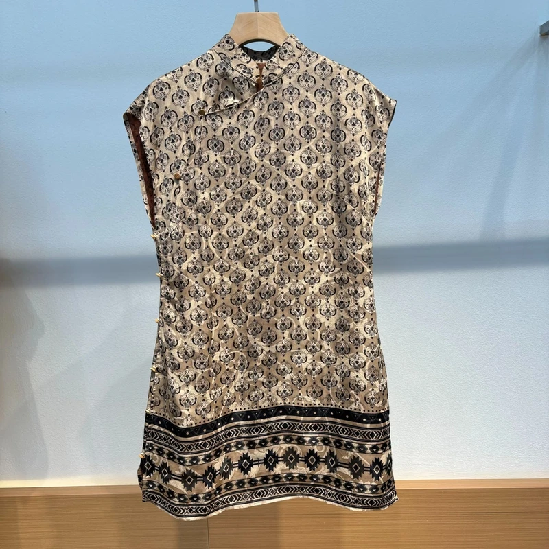 山.尔【昕柠】重磅桑蚕丝香云纱提花连衣裙