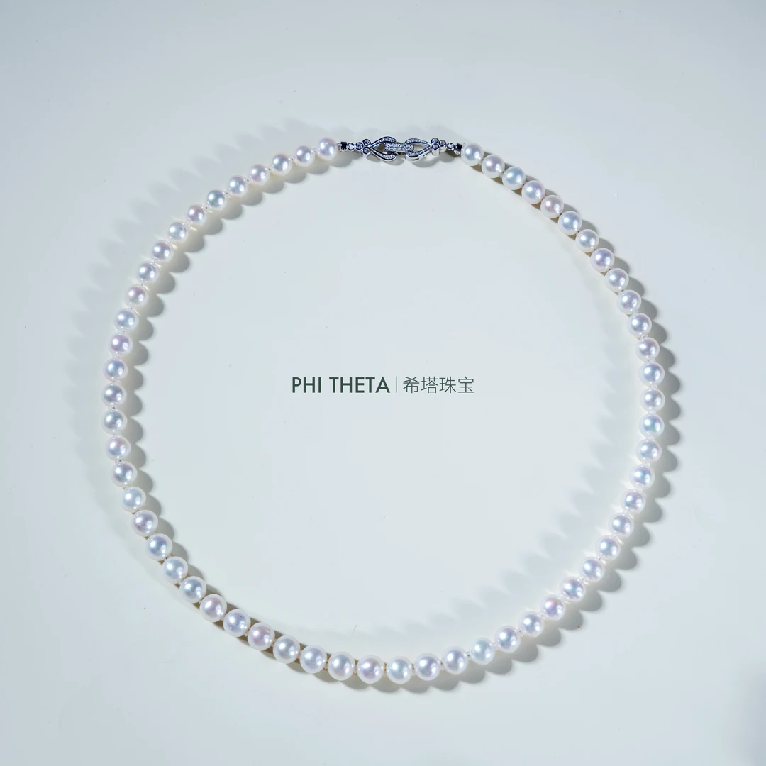 S925银淡水珍珠欧若拉正圆强光项链6.5-7.5