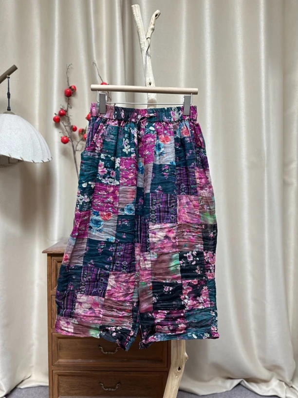 8862苎麻双层印花八分裤（裤长80臀围130）