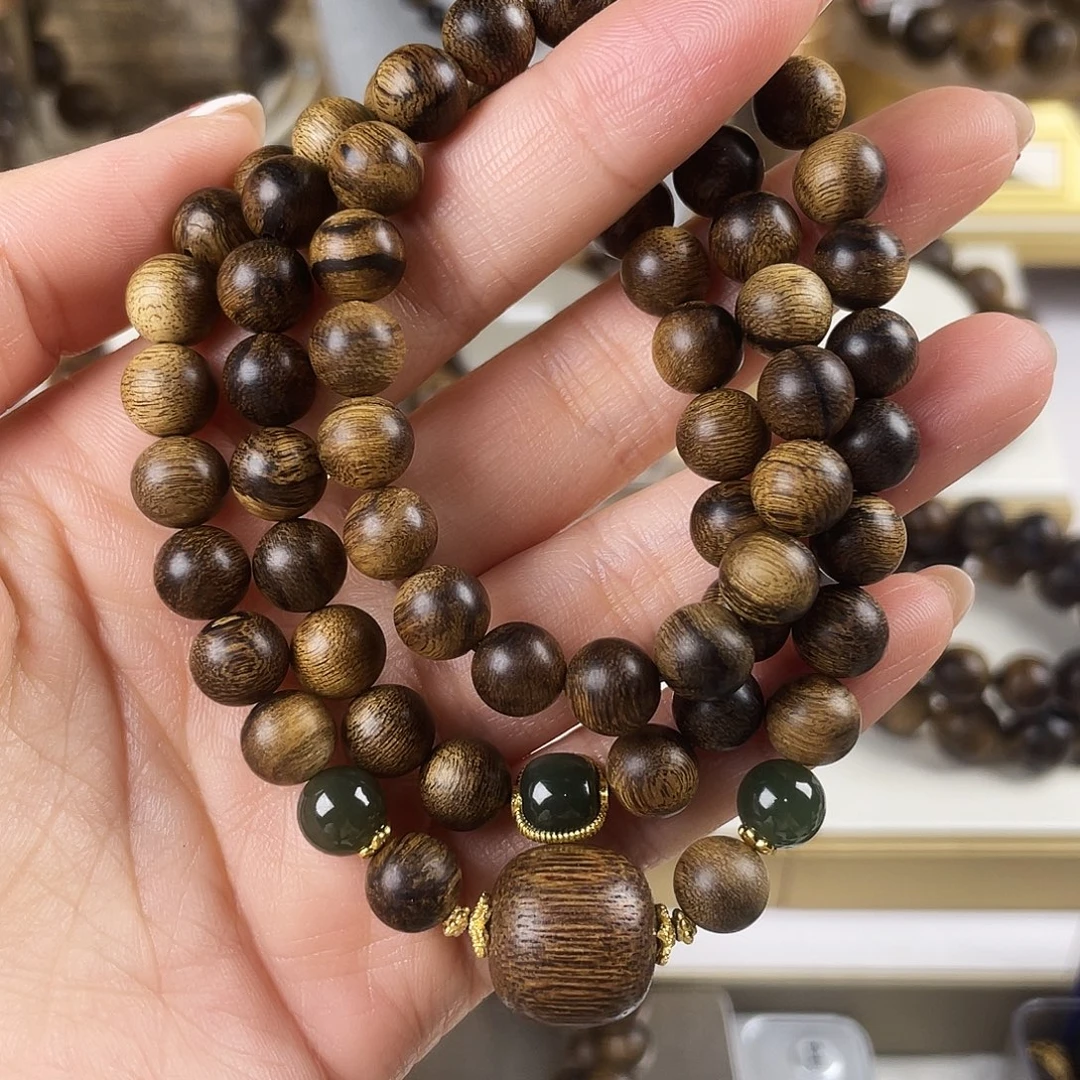 手串沉香越南芽庄老白棋窖藏古董玉化瘤疤虎斑0.8