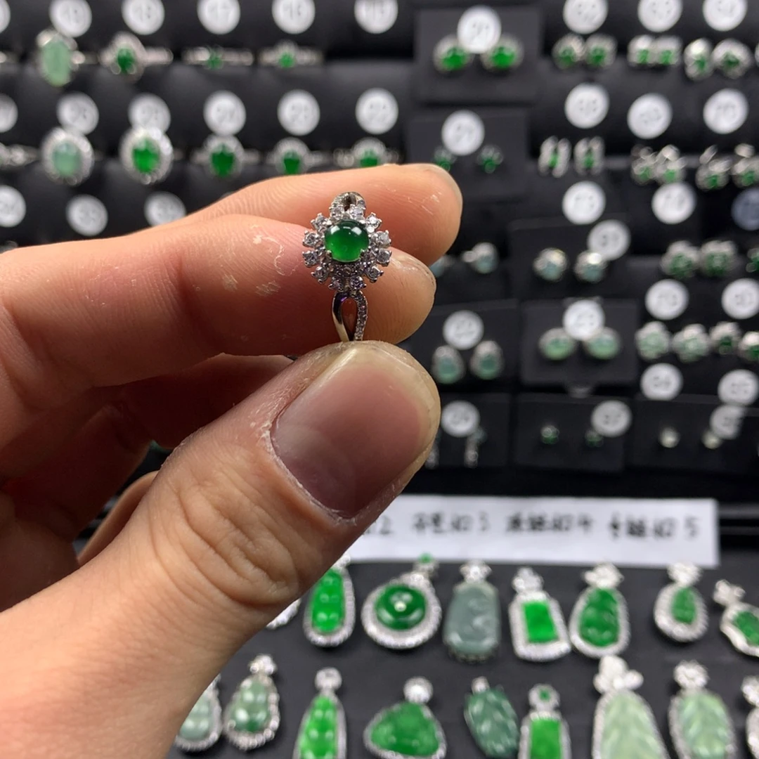 翡翠银S925镶嵌戒指