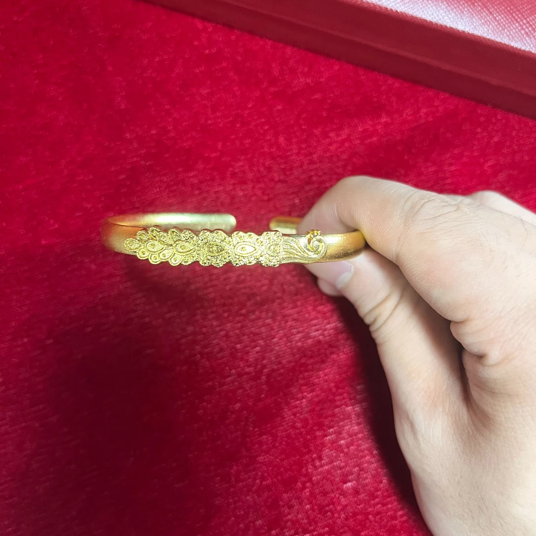 合金手镯 古法孔雀手镯时尚轻奢开口手镯