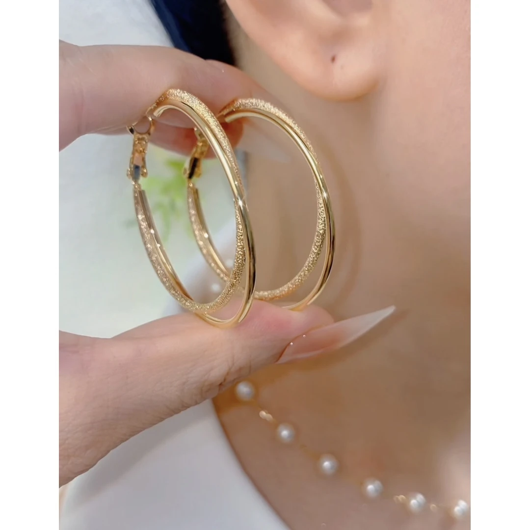 铜合金无非金属耳饰 时尚耳圈气质百搭精致轻奢高级感耳环0683