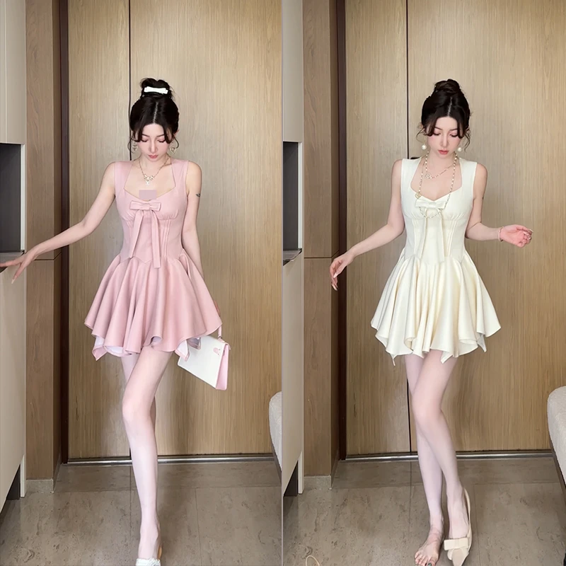 小雨姐姐夏款【迷笛公主裙】法式甜美蝴蝶结公主裙收腰大裙摆连衣裙