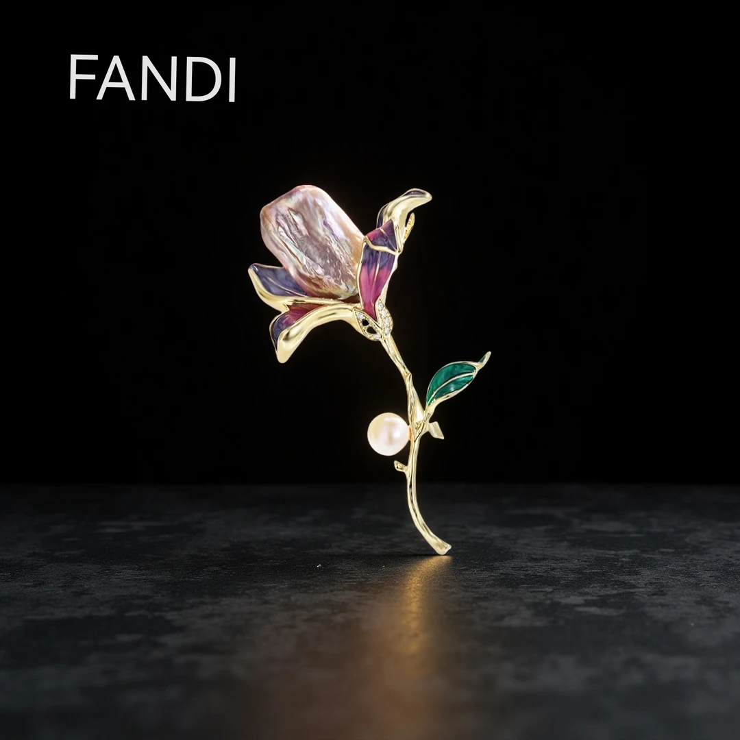 铜合金珐琅胸针 轻奢高档32382-1中古风复古巴洛克胸针百搭