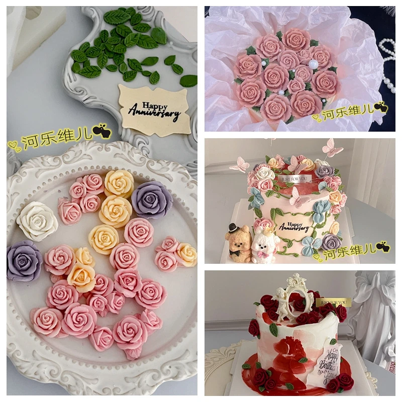 【情人节款】玫瑰韩式裱花祝福语文字翻糖切模蛇年 生日蛋糕模具