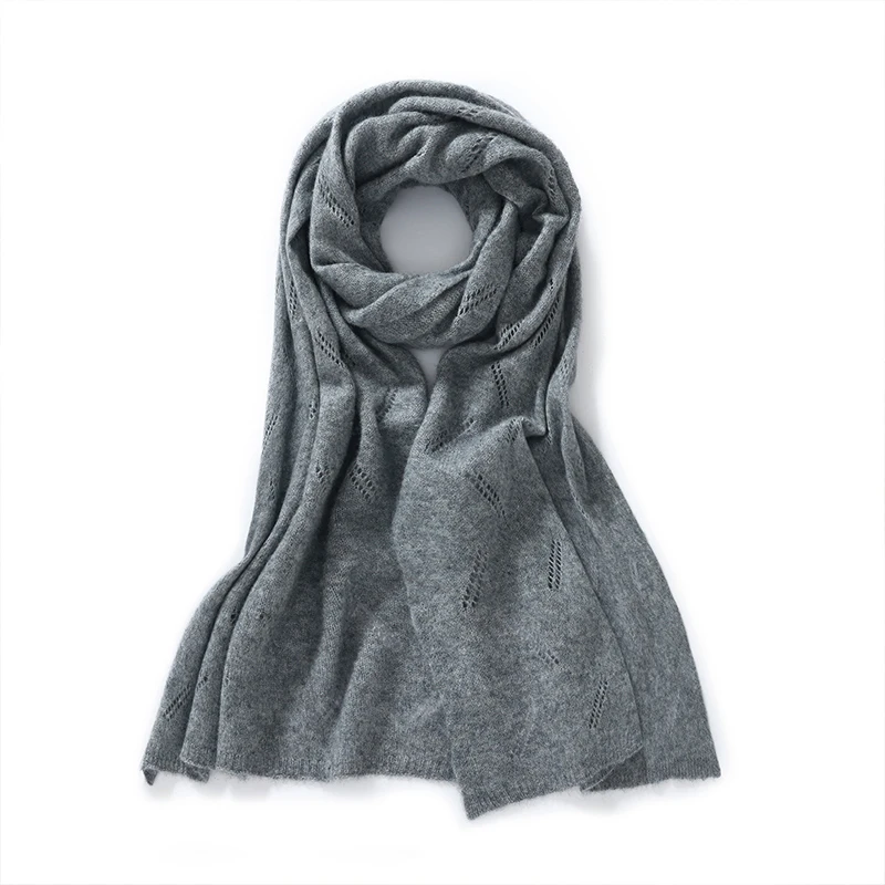 设计感100%纯羊毛围巾秋冬保暖针织披肩两用护颈围脖韩版外搭披巾
