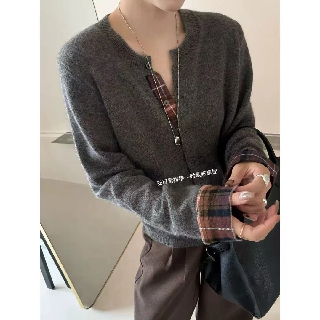 MEIZHENZI【点缀手书】100绵羊毛|简约轻奢针织开衫女毛衣外套
