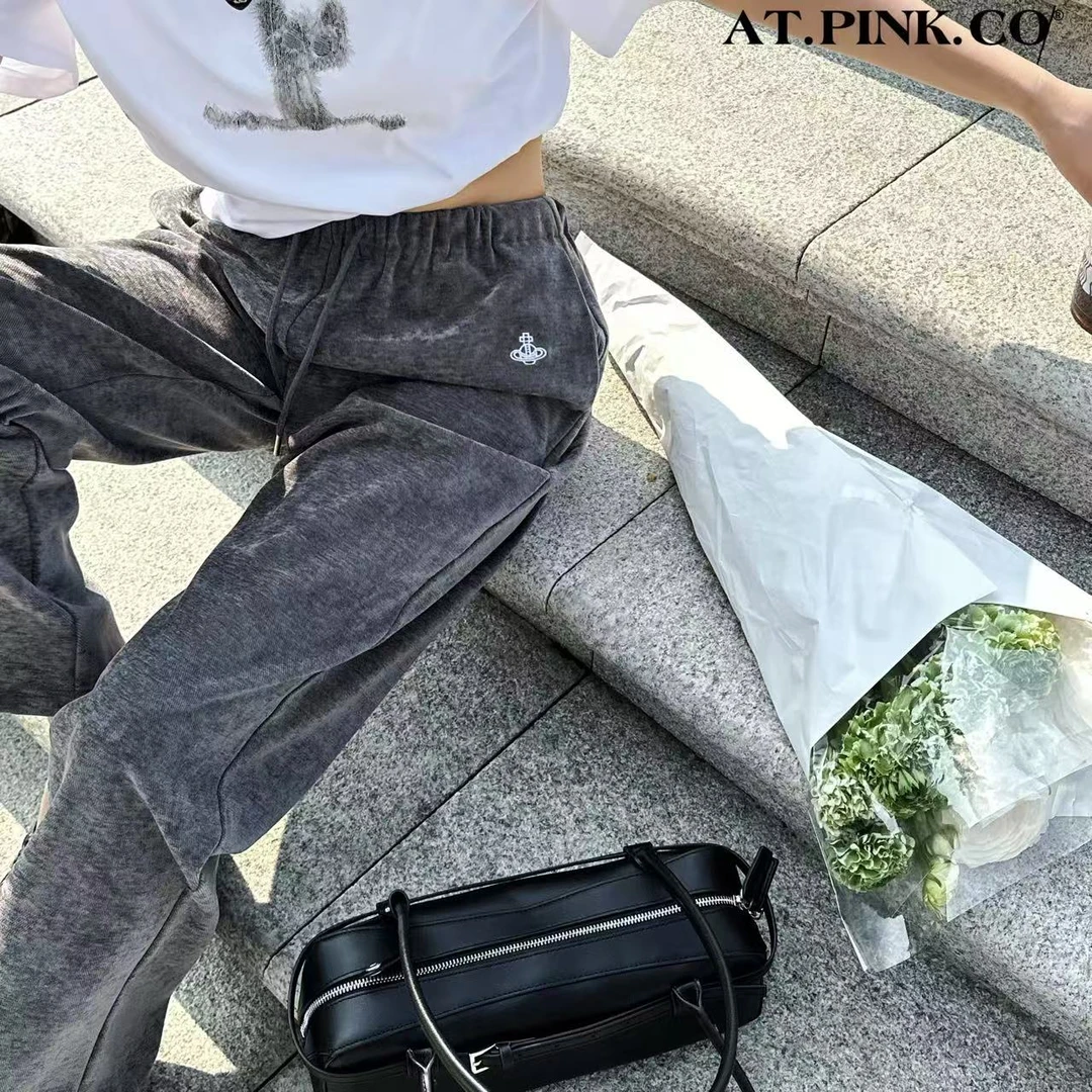 【25春季】新款土星刺绣高级灰休闲裤   G1401