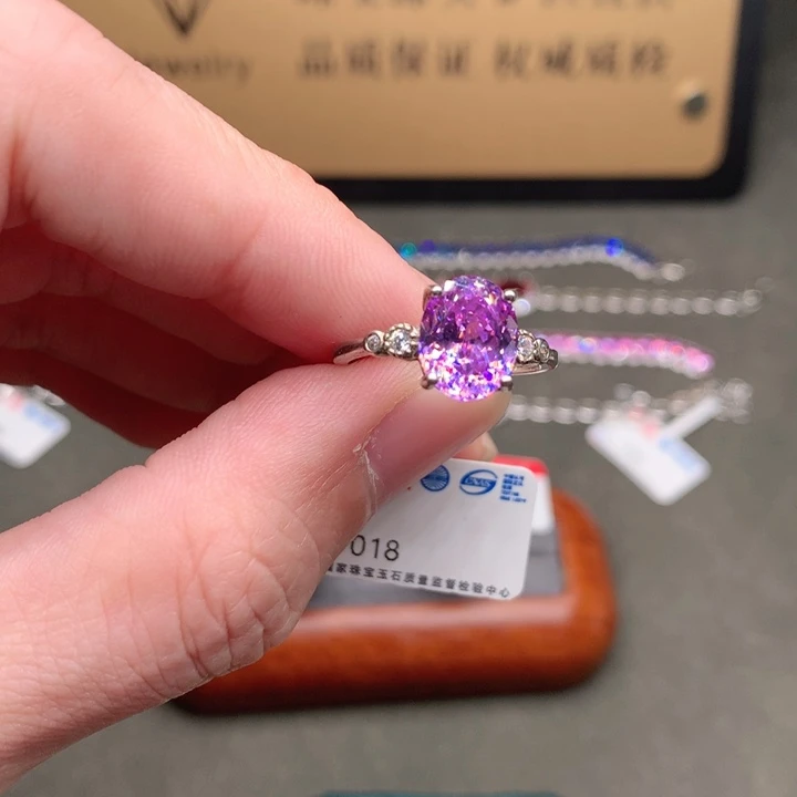 紫色碧玺戒指银S925镶嵌