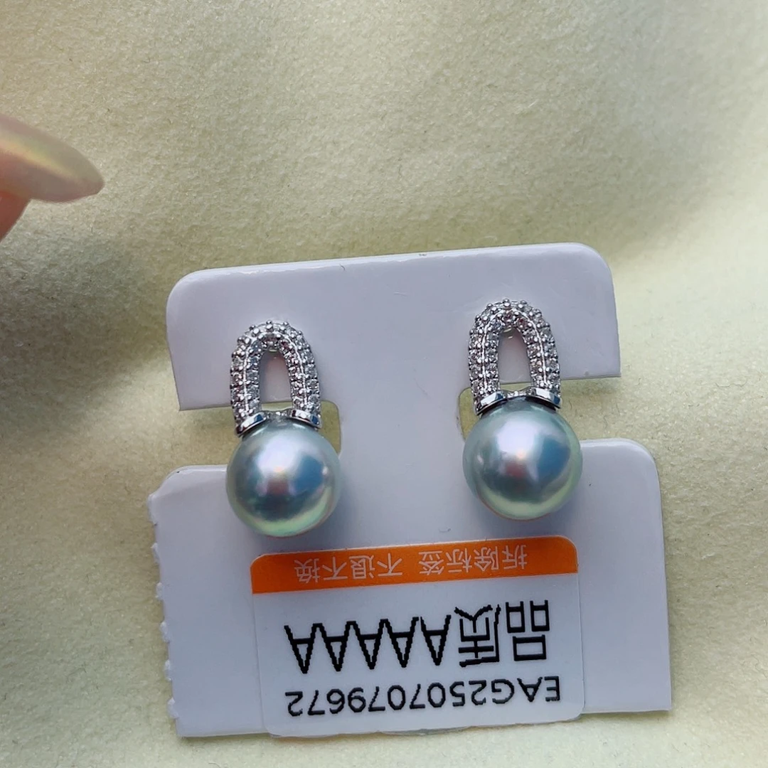 银S925镶嵌海水珍珠耳饰w49