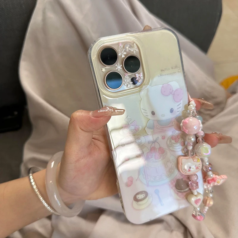 甜美蛋糕Kitty适用iPhone16苹果13/15链条手机壳华为vivo小米oppo