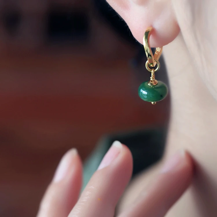 黄铜耳饰 新中式平安扣耳扣女高级感轻奢耳钉短款耳坠中国风耳饰