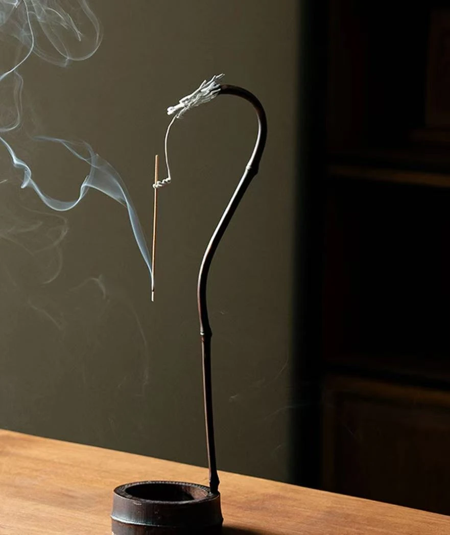 JS1102手工龙头流香器工艺品全手工黑色家用茶室中式纯手工