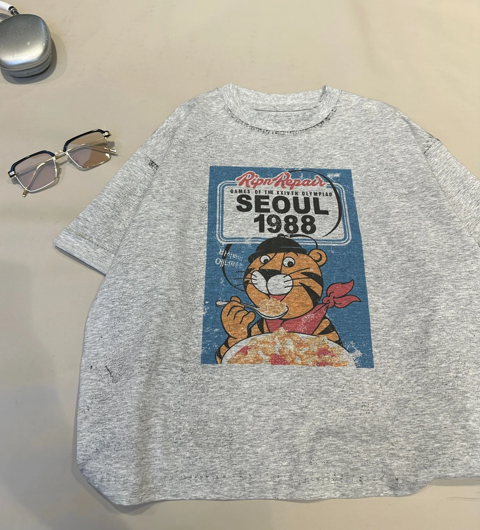 小白姐简约童装店铺儿童夏装韩范舒适印花短袖男童t恤短袖 25381