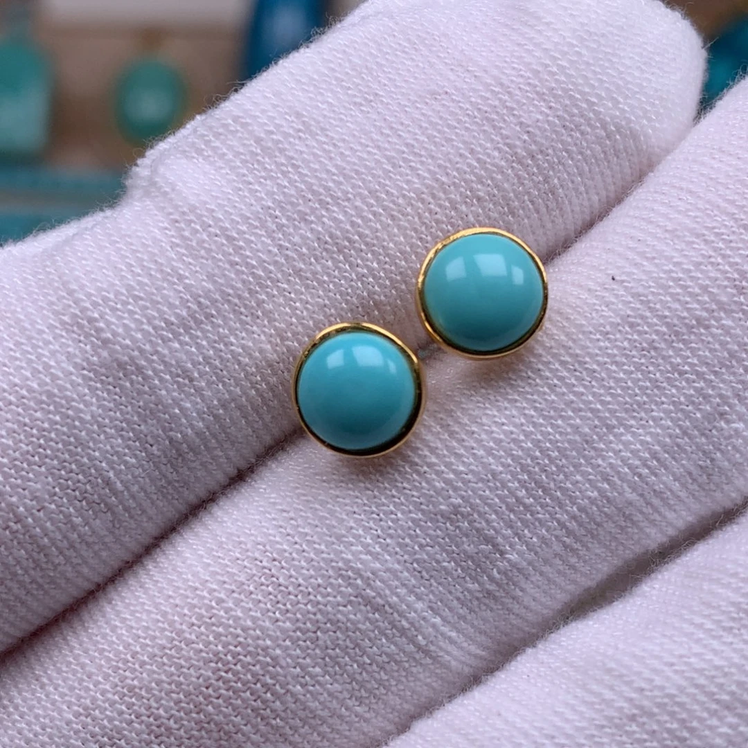 绿松石银S925镀金镶嵌珠宝奇石