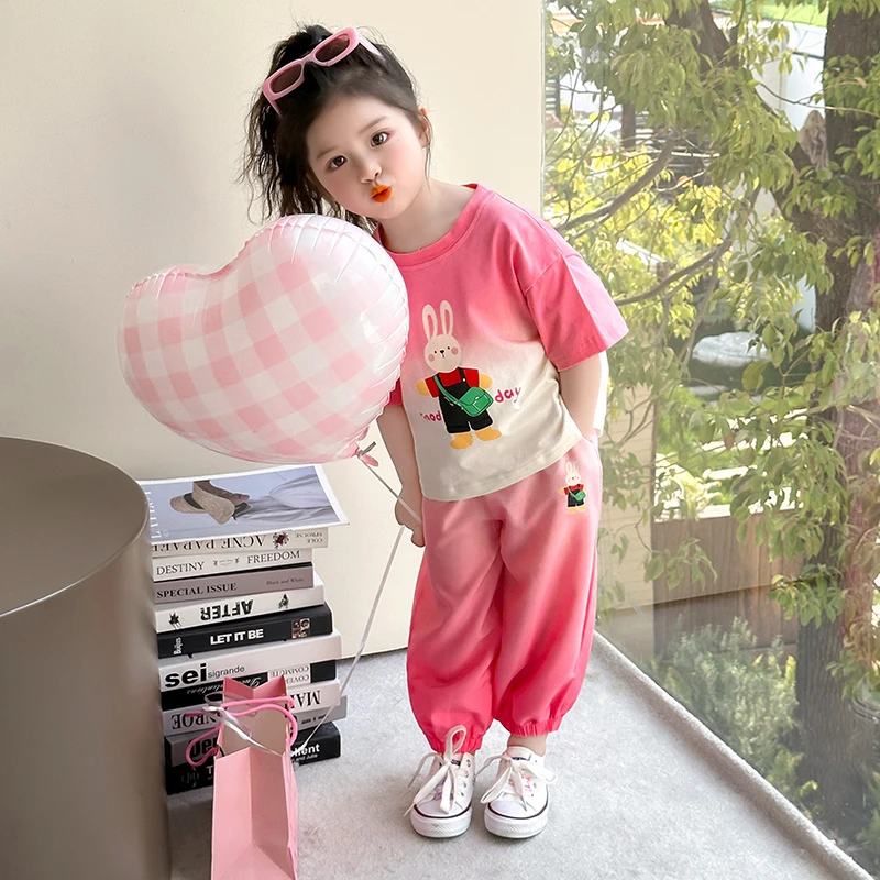 女童夏装短袖套装2025炸街爆款儿童小女孩夏季洋气韩范女宝衣服