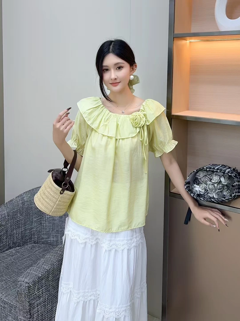 时尚气质短袖大版上衣洋气显瘦百搭夏季新款工厂直销