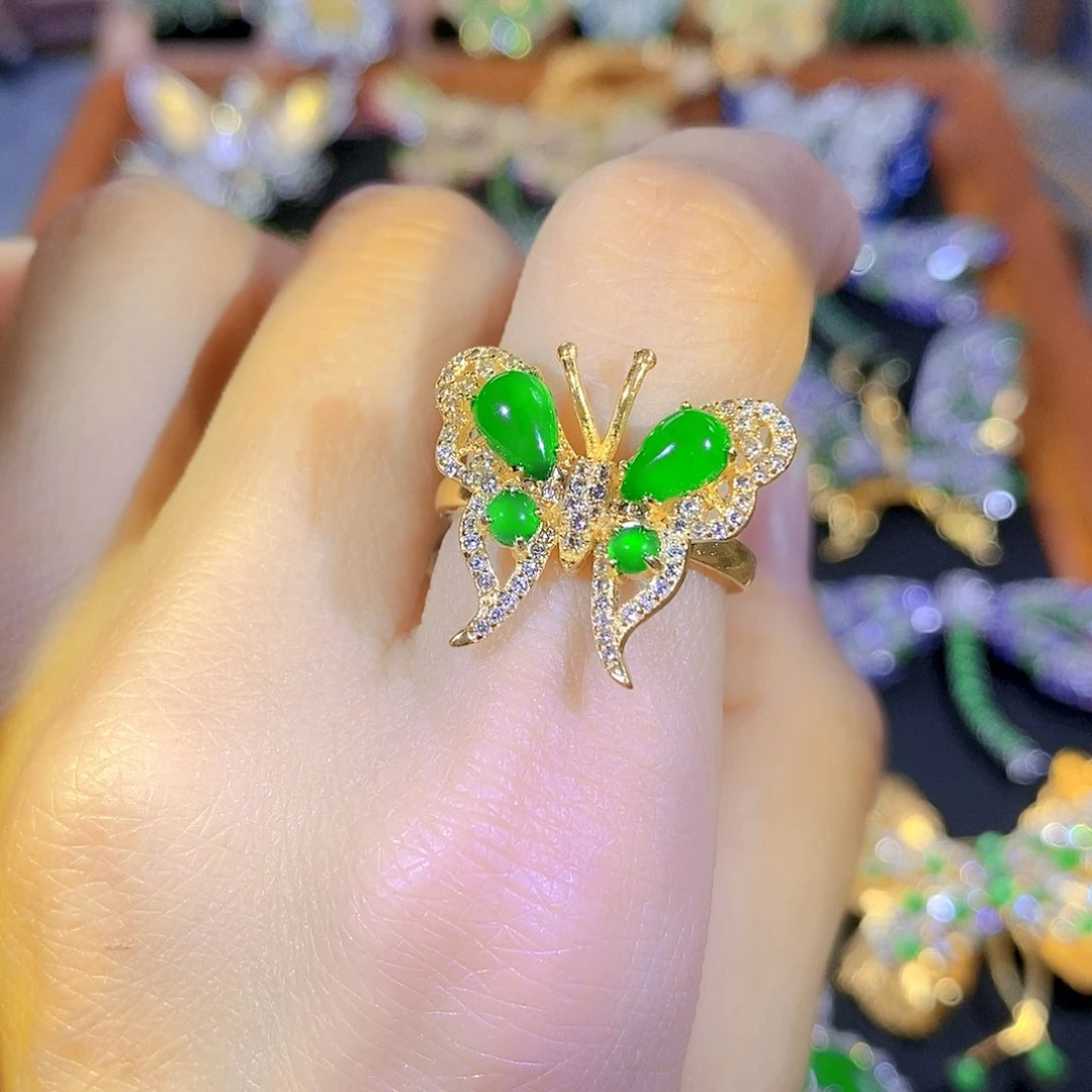 吊坠(不含链)银S925镶嵌翡翠