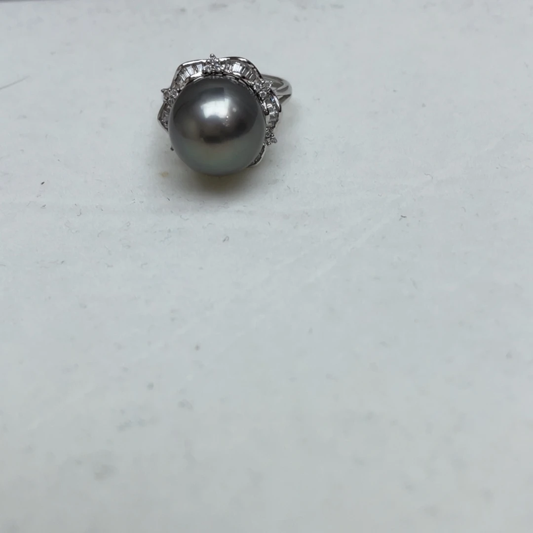戒指海水珍珠银S925镶嵌