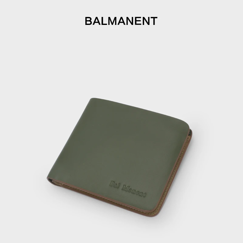 Balmanent男士钱包休闲青年真皮钱夹男短款驾驶证皮夹纯牛皮正品