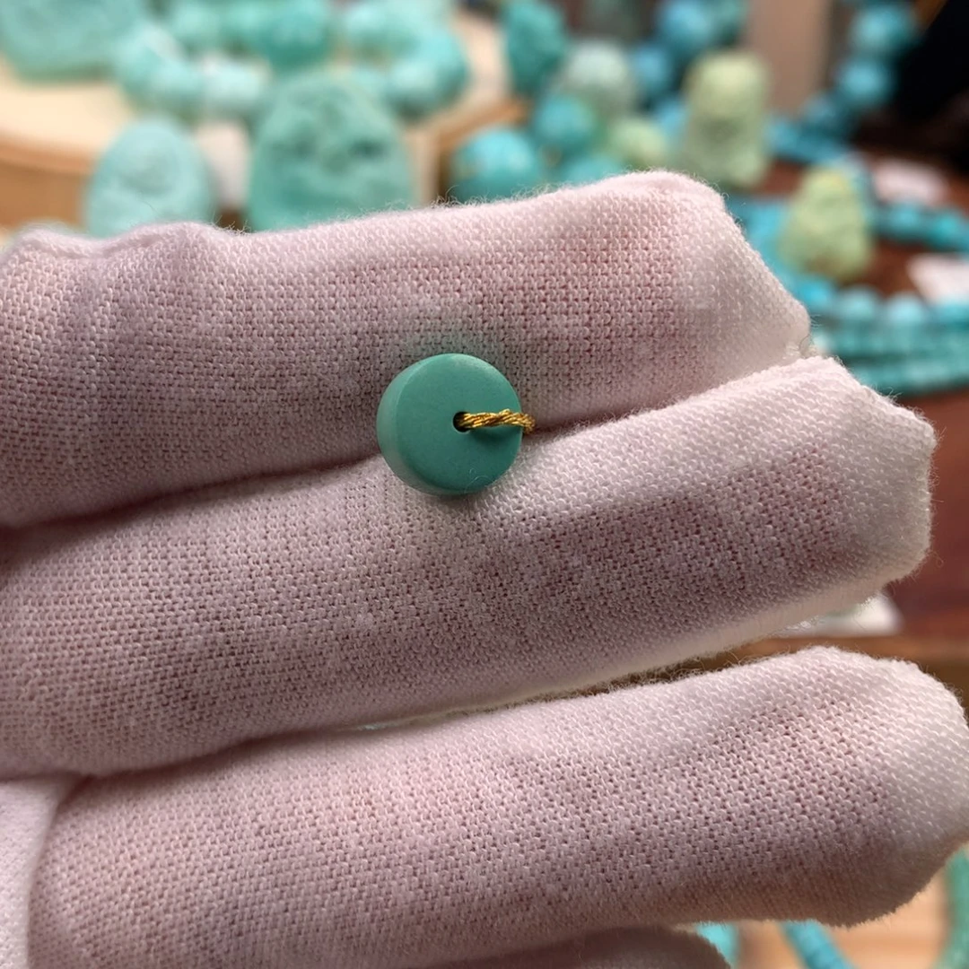 绿松石未镶嵌珠宝奇石直切隔片8.9*4.4mm