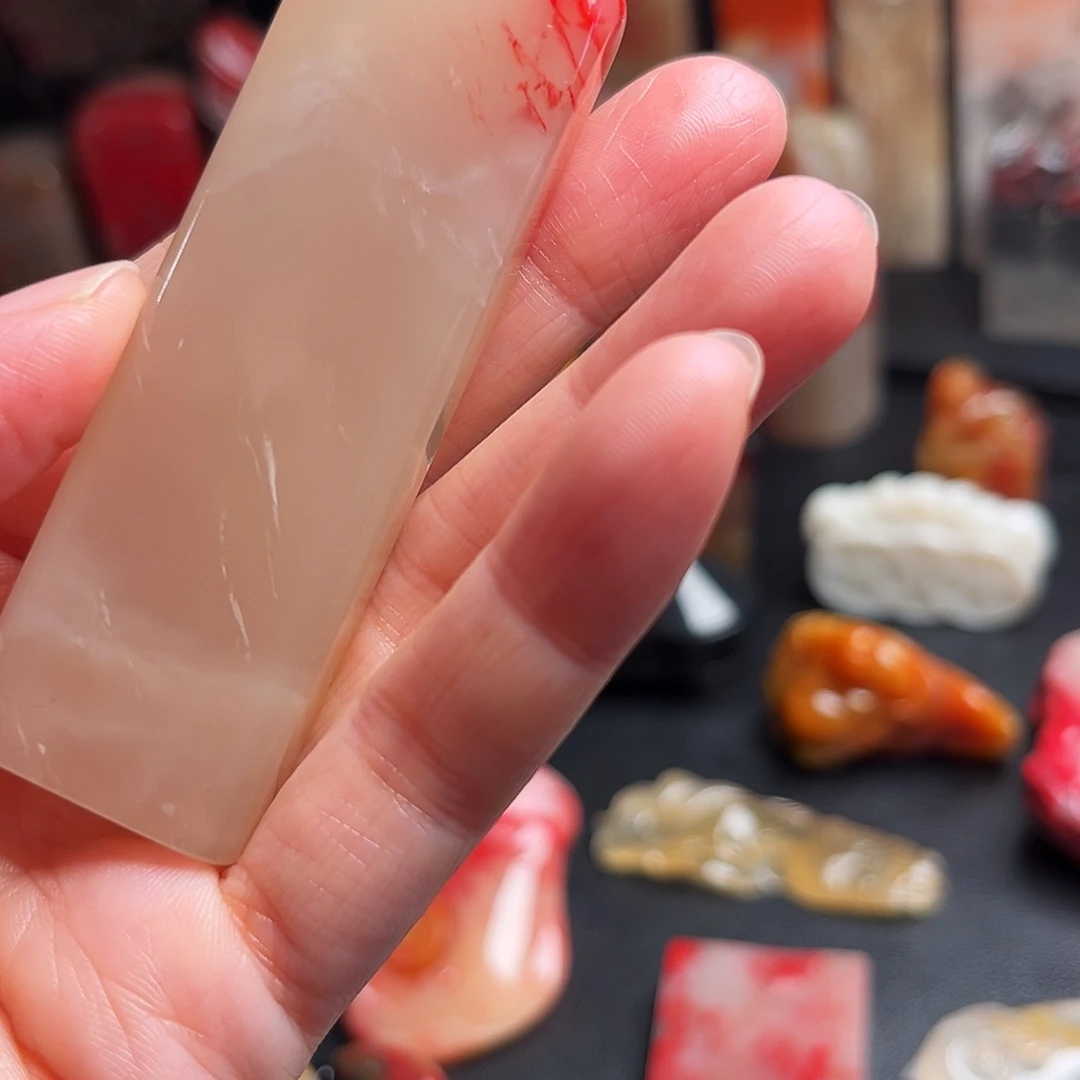 印石巴林石玻璃冻鸡血石扁章