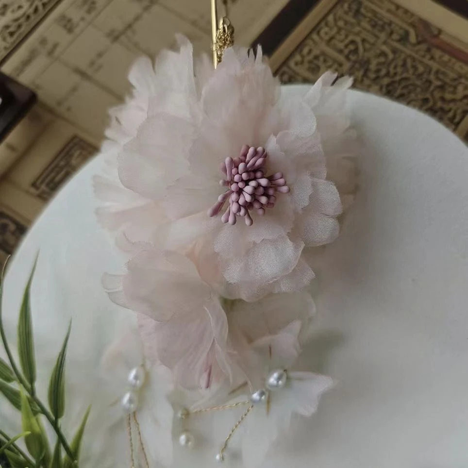 【云鬓花颜阁烫花发夹】春樱蝶梦（孤品)新中式汉服古风饰品发饰B248