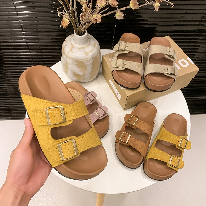 厚底勃肯拖鞋女夏外穿2025年新款增高沙滩软底一字拖鞋勃肯凉拖鞋
