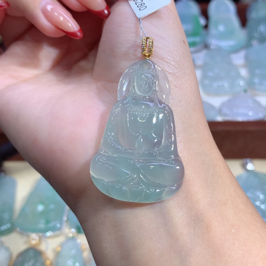 吊坠(不含链)18K金镶嵌翡翠