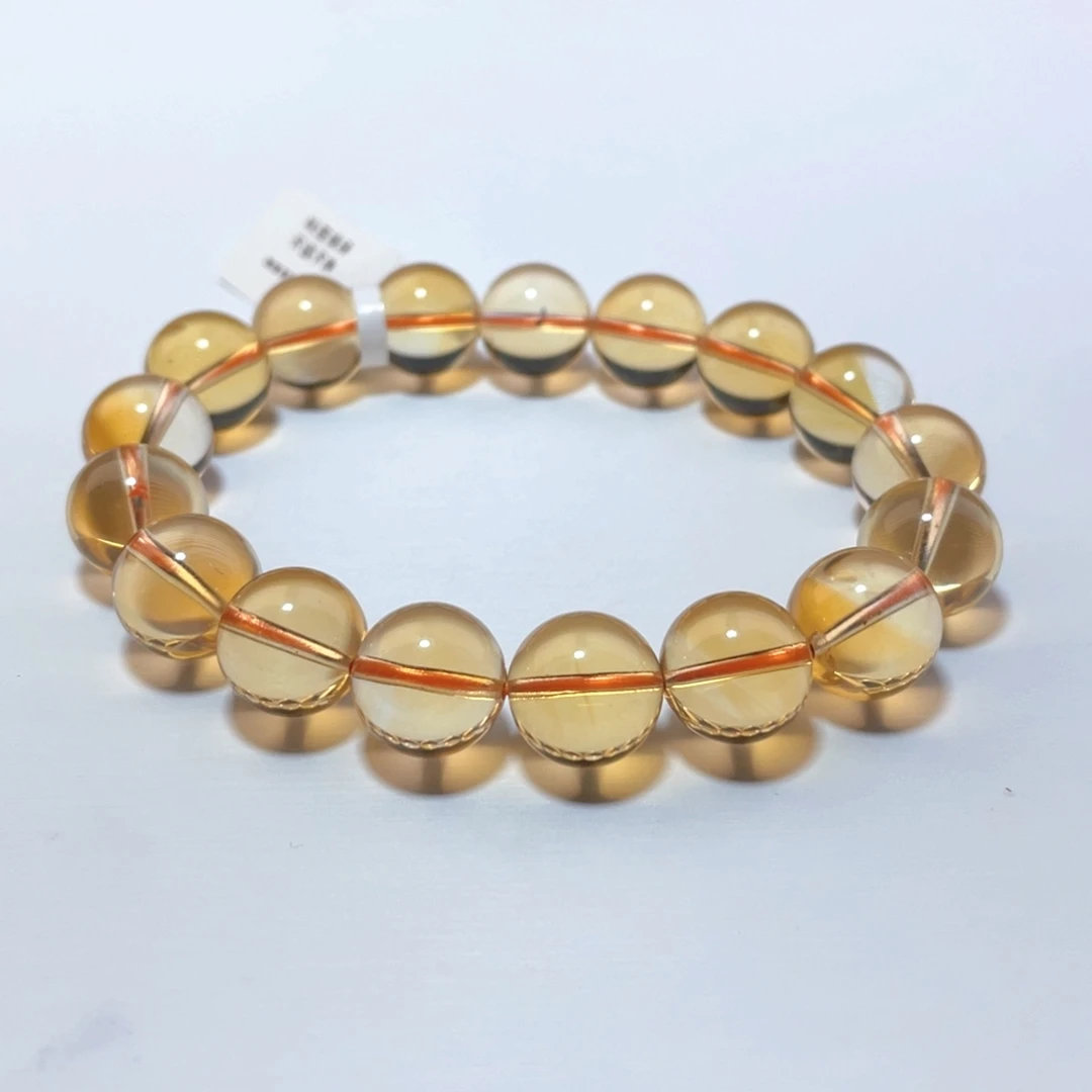 水晶手链未镶嵌巴西黄水晶手链12.8mm