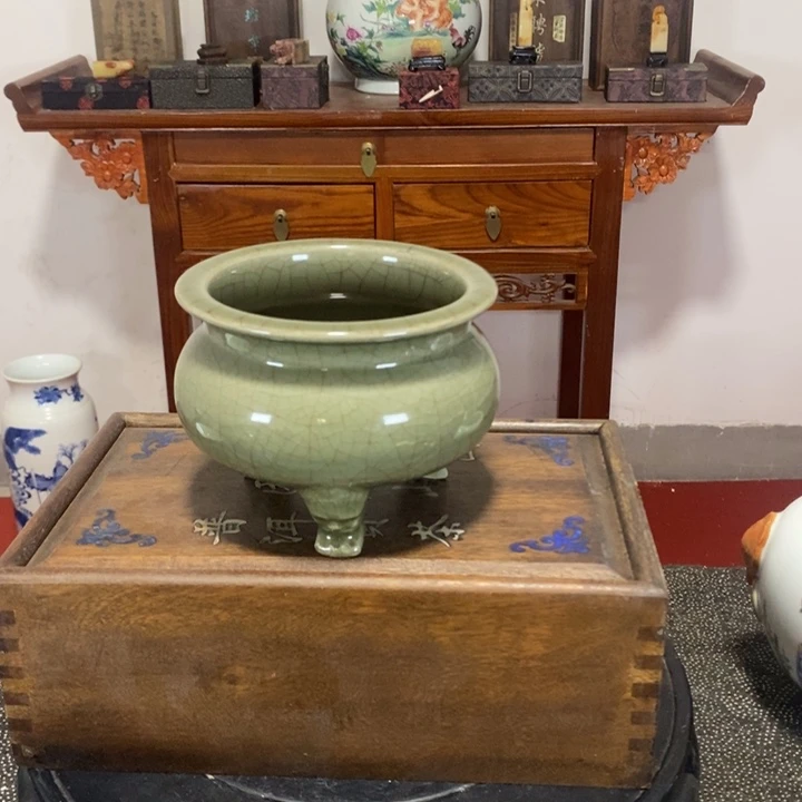 奉***琴摆件香炉青瓷茶具套装